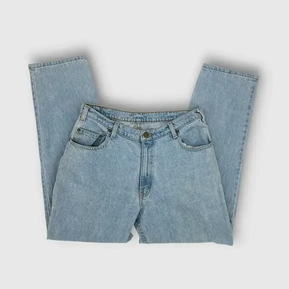 90s Vintage Geoffrey Beene Light Wash Straight Leg Jeans 33x30 100% Cotton Denim - Picture 8 of 8